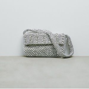 Zara Silver Beaded Bag